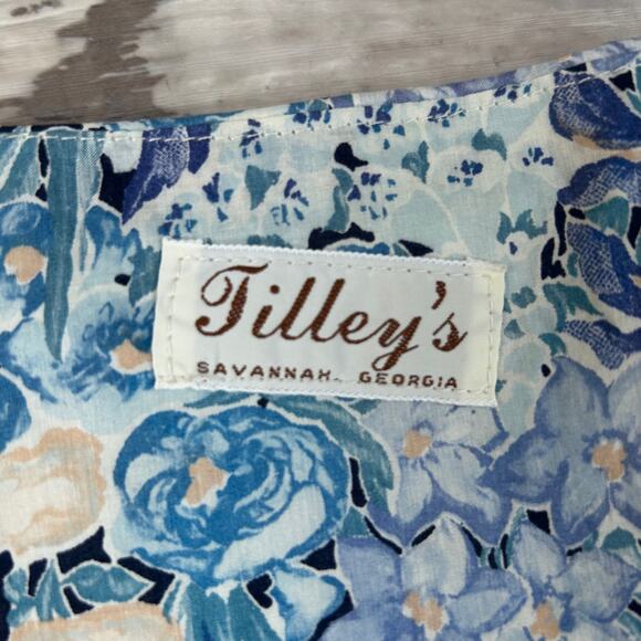 Vintage Tilley's 60s Blue Floral Party Dress- Size Small - Picture 6 of 6